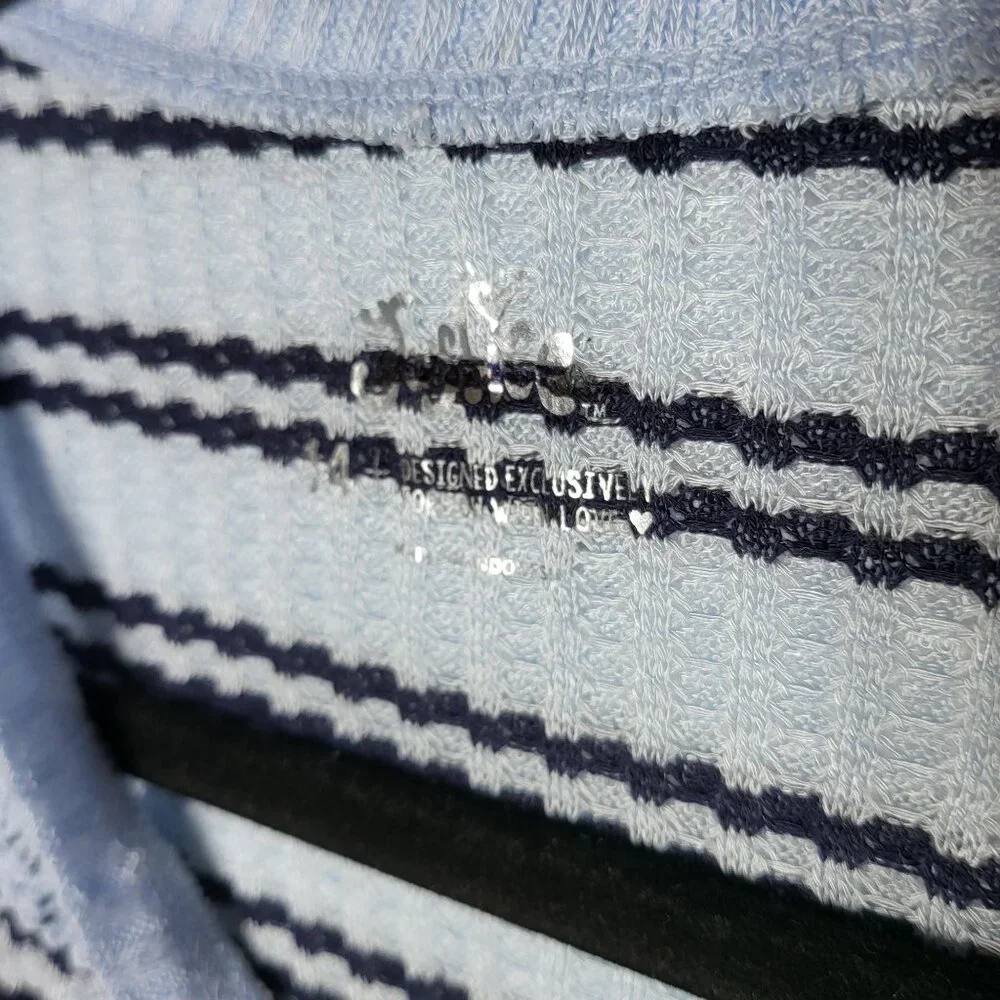 Justice Girl Striped Waffle Knit Long Sleeve Top Size 14 Fall School Thermal NWT